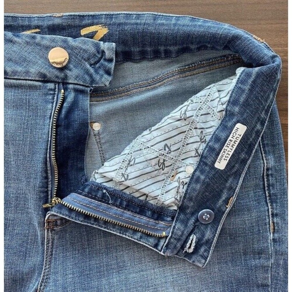 Seven7 Jeans Blue Denim Tummyless High Rise Skinny Slim Stretch Plus Size 16 EUC - Picture 3 of 11